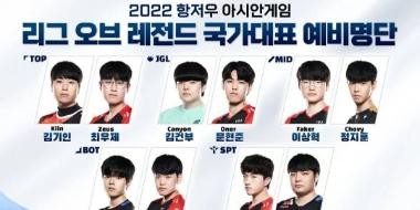韩国电子竞技协会官宣亚运会 《英雄联盟》韩国队初选名单 T1战队全员入选！