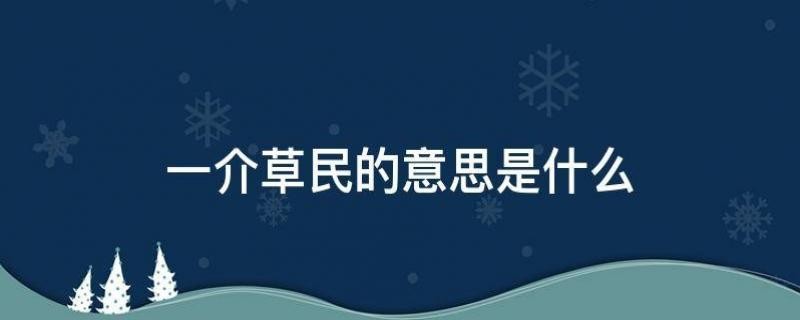 一介草民的意思是什么(一介草民是成语吗)_八软